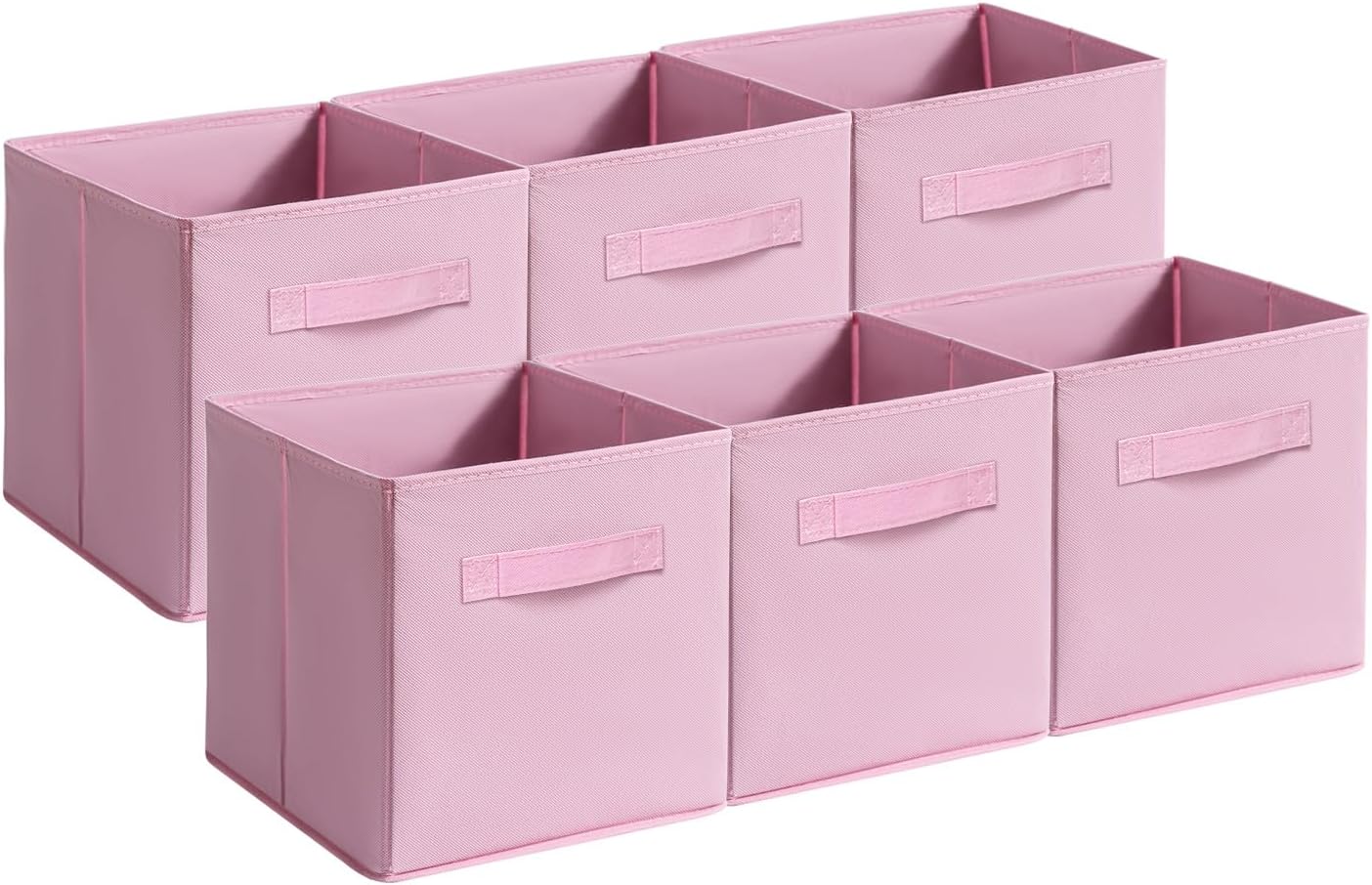 Fabric Storage Bins - 6 Pack Collapsible Cube Organizer for Closet, Shelves & Living Space, Pastel & Dark Color Options - Foldable Storage Boxes with Handles for Clothes (Pink, 11 inch)