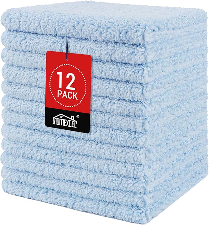 HOMEXCEL Microfiber Washcloths 12 Pack, Highly Absorbent and Soft Face Towel by HOMEXCEL