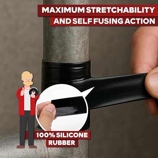 XFasten Self Fusing Silicone Tape Waterproof Black – 1" x 36 Feet, Self - Image 6
