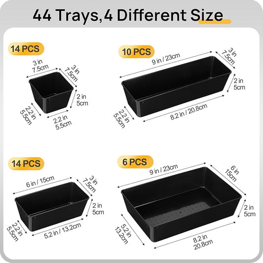 Vtopmart 44 PCS Plastic Drawer Organizers Set, 4-Size Versatile Bathroom and - Image 2