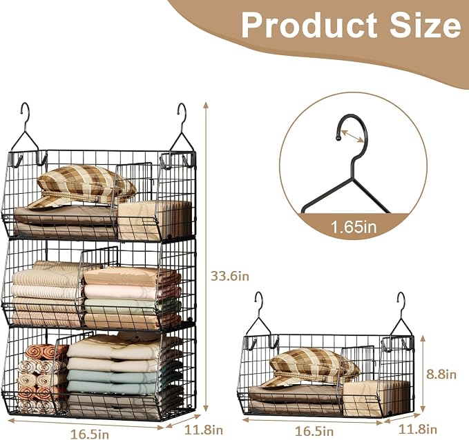 3 Tier Closet Hanging Shelves - Image 3
