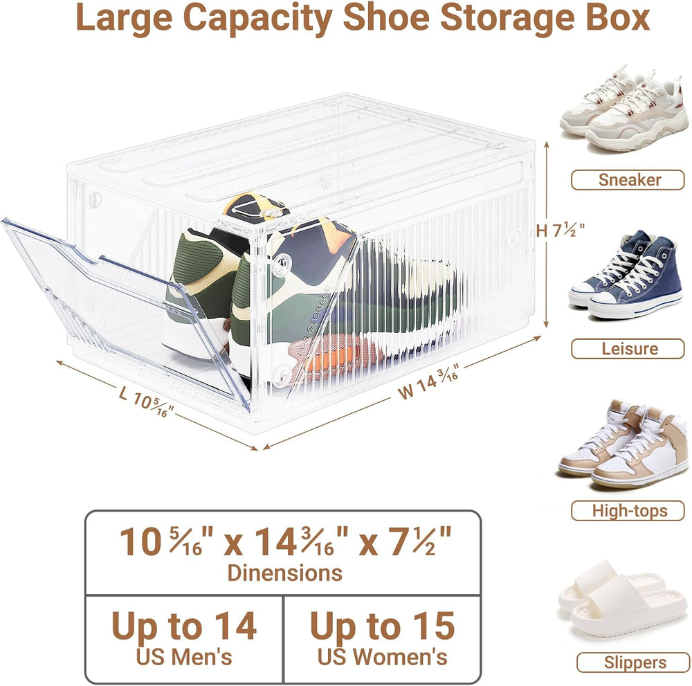 BROVIEW XX-Large Shoe Sneaker Storage Boxes for Size 14, 12 Pack Shoe Boxes