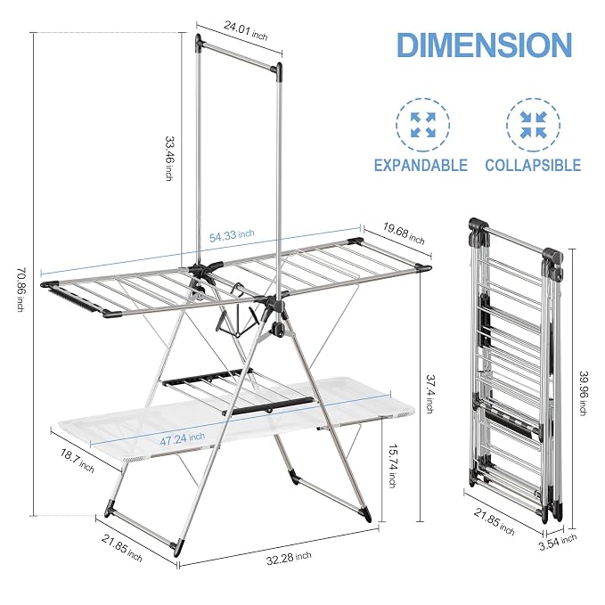 APEXCHASER Clothes Drying Rack, Foldable 2-Level Drying Racks - Image 2