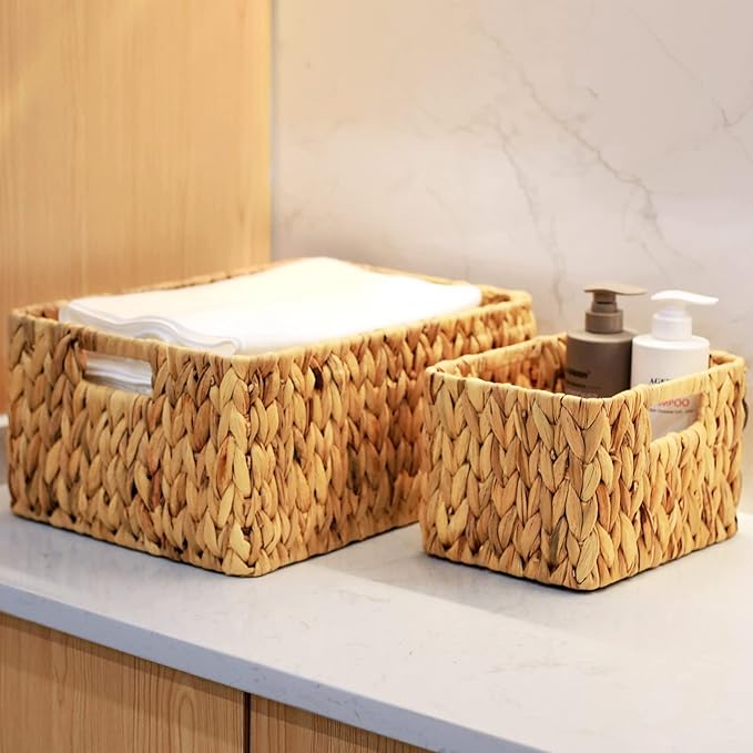 HOONEX Water Hyacinth Storage Baskets, Wicker Baskets - Image 5