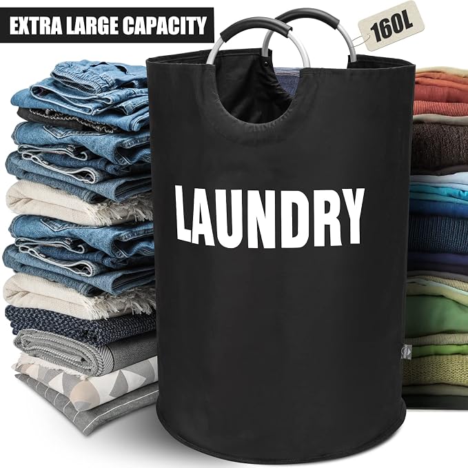 DOKEHOM 160L XX-Large Laundry Basket, Collapsible Laundry Bag, Foldable Laundry - Image 6