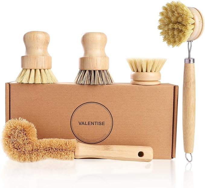 Bamboo Dish Brush Set by VALENTISE