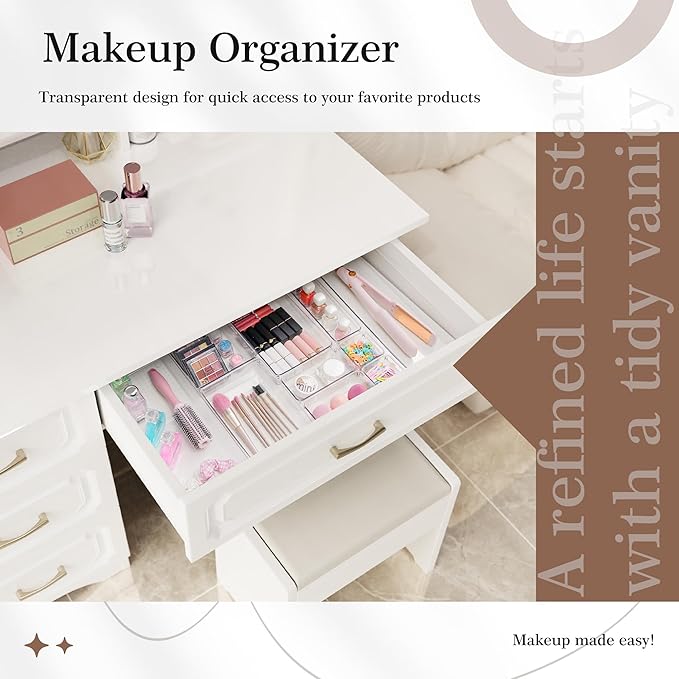 Criusia 11 PCS Clear Plastic Drawer Organizer Set - Image 5