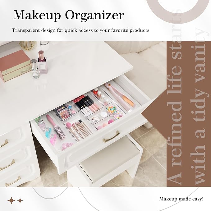 Criusia 14 PCS Clear Plastic Drawer Organizer Set - Image 5