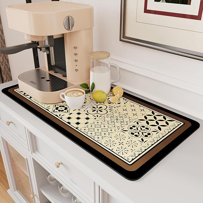 AMOAMI Coffee Mat Hide Stain Rubber Backed Absorbent Dish Drying Mat by AMOAMI