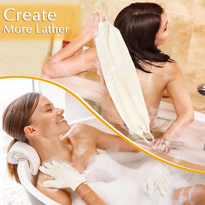 Anezus Exfoliating Back Scrubber Bath Gloves Set, Exfoliating Shower Towel - Image 7