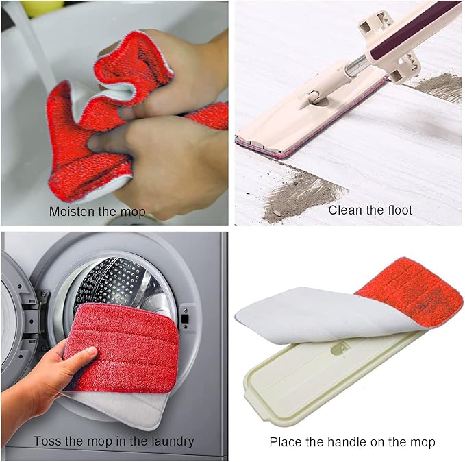 Microfiber Mop Pads, 18x 6 Inch Reusable and Washable Spray Mop Pads, Wet and - Image 5