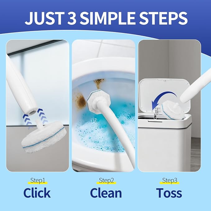30Pcs Disposable Toilet Wand Refills Easy Cleaning Toilet Bowl Fiber Wand Heads - Image 3