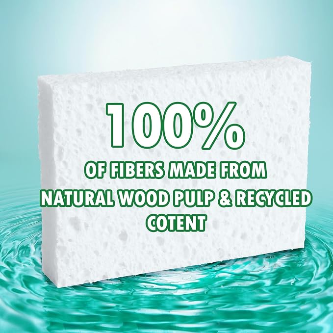 12 Pack Dishwashing Sponges Natural Cellulose Sponges Plant Based Resilient and - Image 2