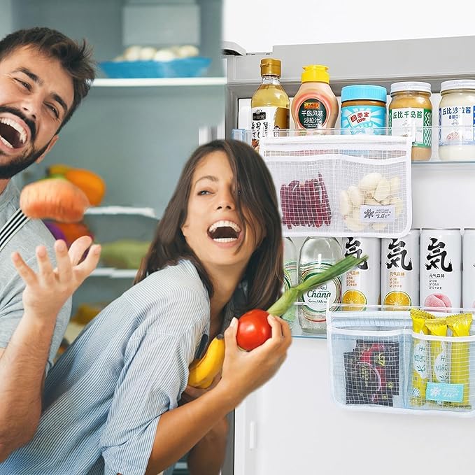 4PCS Refrigerator Door Organizer Set, Fridge Hanging Mesh Bag - Image 2