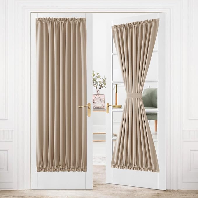 DWCN French Door Curtains – Rod Pocket Thermal Blackout Curtain by DWCN