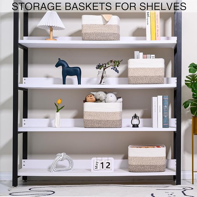 Small Storage Baskets for Organizing Shelves, Woven Cotton Rope Basket for - Image 3