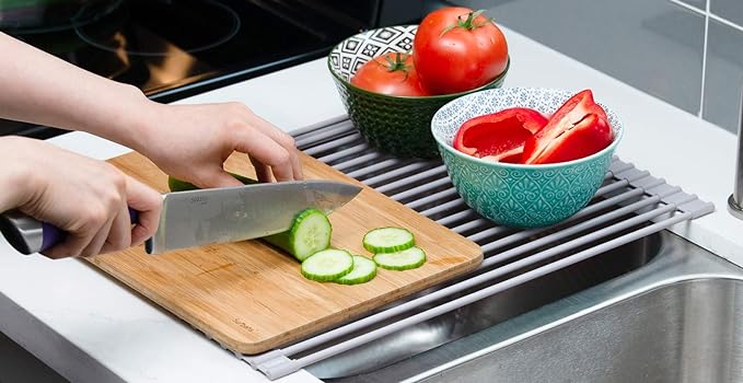 Surpahs Over Sink Foldable Multipurpose Roll-Up Dish Drying Rack, Silicone - Image 6