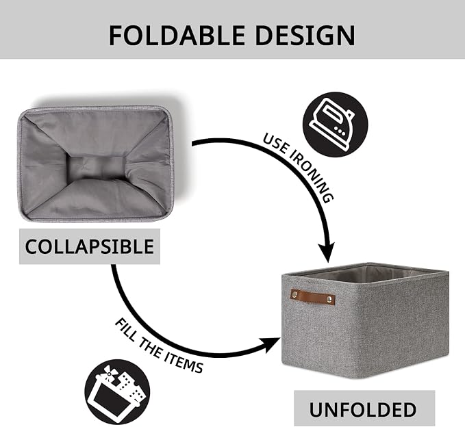 DULLEMELO Storage Baskets for Shelves, Fabric Collapsible Rectangular Storage - Image 2
