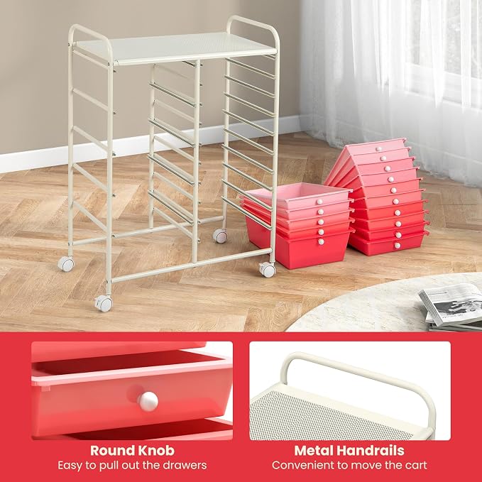 GOFLAME 15-Drawer Rolling Storage Cart, Utility Cart - Image 6