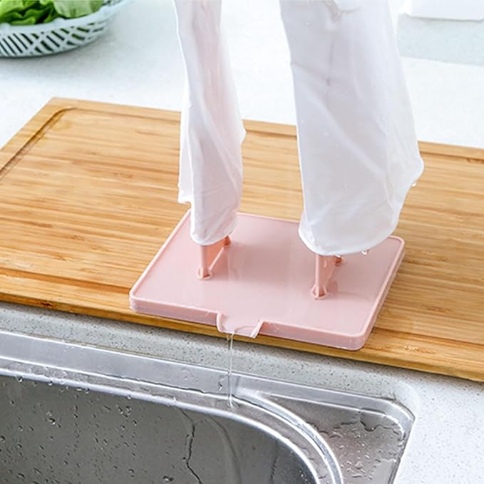Pink Glove Holder 15x12x34cm Multifunctional Rubber Glove Drainer Towel Storage - Image 4