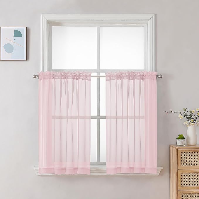 Chyhomenyc Sheer Curtains 24 Inch Length, Small Window Curtains by Chyhomenyc