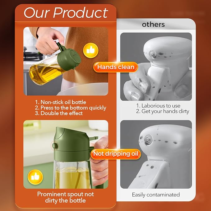 YARRAMATE 16oz/470ml Glass Olive Oil Sprayer - Image 6