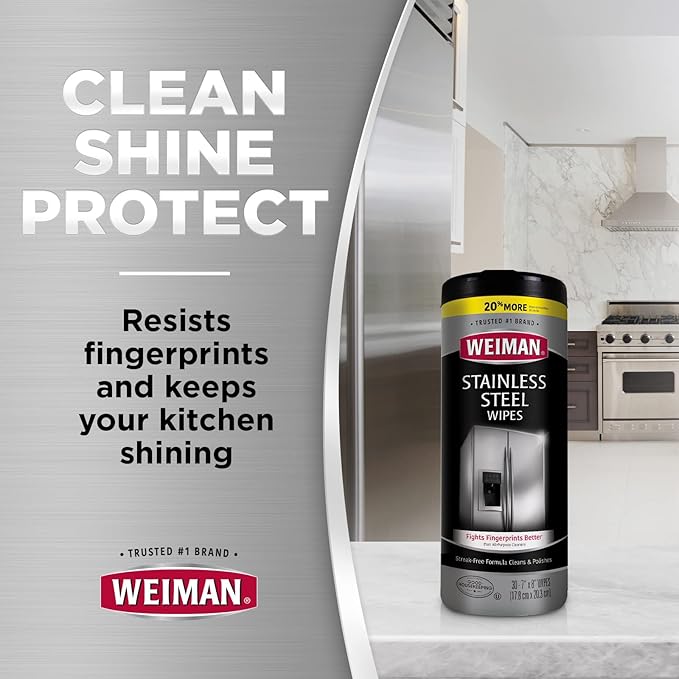 Weiman Stainless Steel Wipes Removes Fingerprints Residue Water Marks and - Image 2