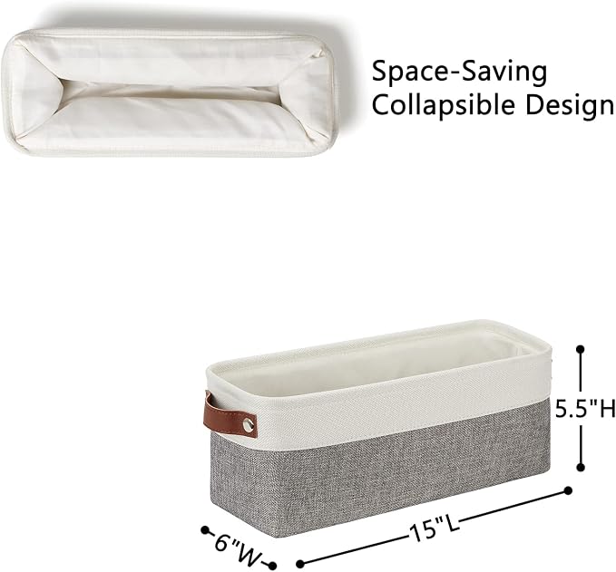 DULLEMELO Small Storage Baskets 15"x6"x5.5", Fabric Storage Bins - Image 3