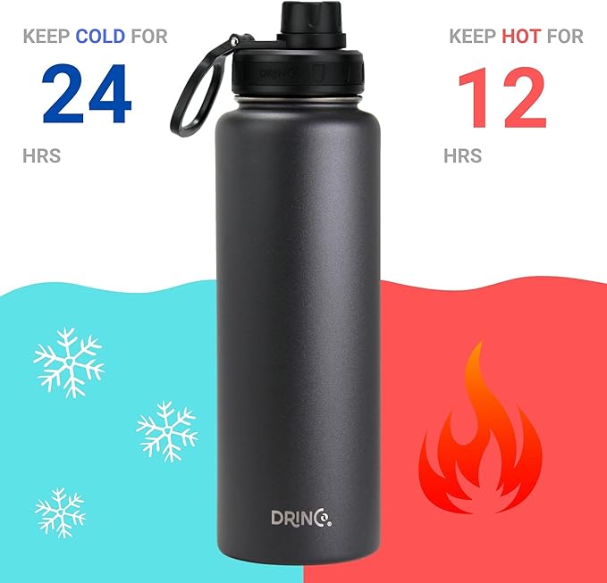 DRINCO Stainless Steel Water Bottle Spout Lid Vacuum Insulated Double Wall - Image 3