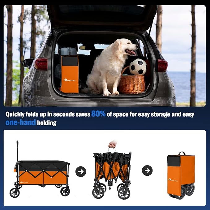 Moon Lence Collapsible Folding Wagon Cart Heavy Duty Folding Garden Portable - Image 6
