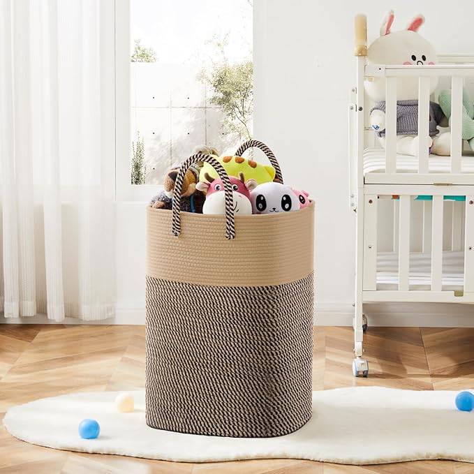 Laundry Basket, Woven Cotton Rope Laundry Hamper, Versatile Storage - Image 6