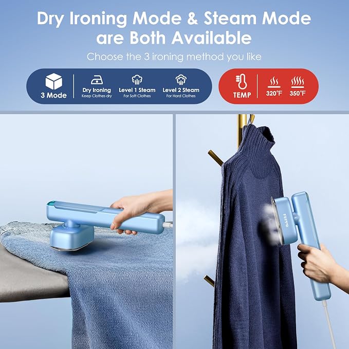 FEPPO Travel Steamer for Clothes, 110-240V Dual Voltage Portable Steamer & Iron - Image 5