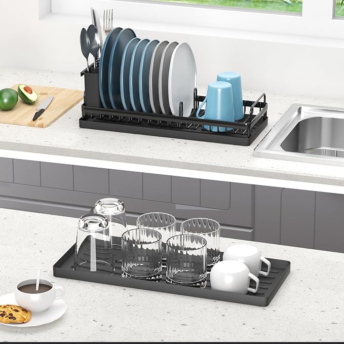 Small Dish Drying Rack, Compact Sink Dish Drainer Plate Rack Organizer - Image 4
