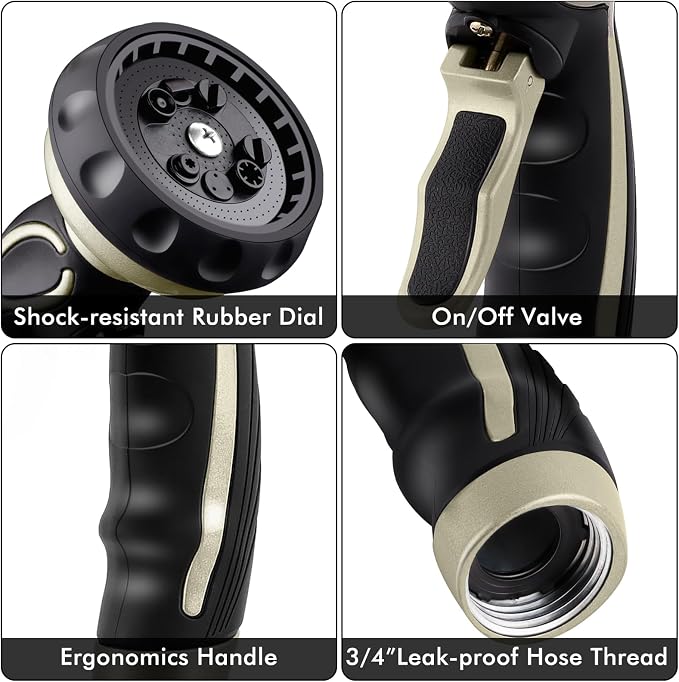 RESTMO Hose Nozzle with Easy Self-Lock Trigger, Heavy Duty Metal Water Hose - Image 7