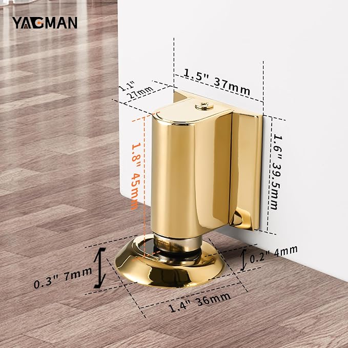 2 Pack Magnetic Door Stoppers Retractable Bottom of Door Holder No Drilling - Image 2