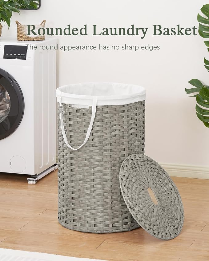 Large Laundry Hamper Laundry Basket Round 34.3 Gal Handwoven Wicker Laundry - Image 2