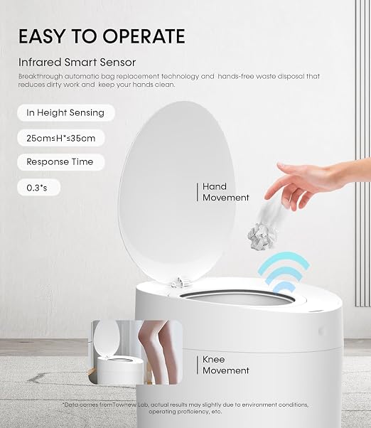TOWNEW T AIR ONE Smart Trash Can, 2.6 Gallon Automatic Garbage Can - Image 8