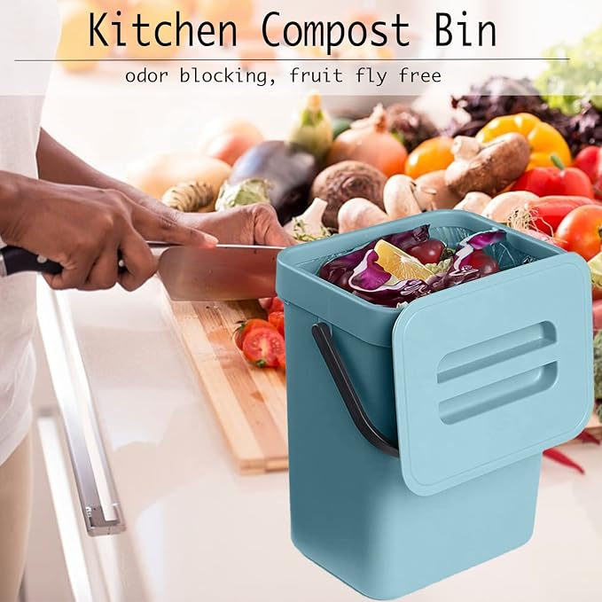 LALASTAR Small Trash Can with Lid, Compost Bin Indoor Kitchen Sealed Under Sink - Image 2