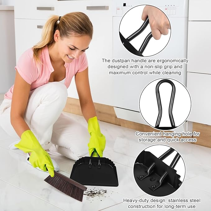 Dust Pan and Brush Set-Handheld Angled DustPan and Hand Broom Set, Large dust - Image 3