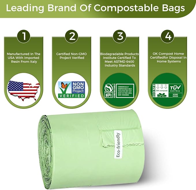 1.6 Gallon Compostable Trash Bags Drawstring, Heavy Duty Extra Thick 0.6 Mil - Image 7