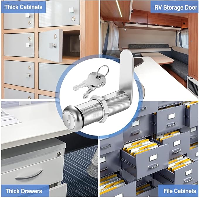 Cabinet Lock with Keys, 2 Pack Cabinet Cam Lock Set - Image 6