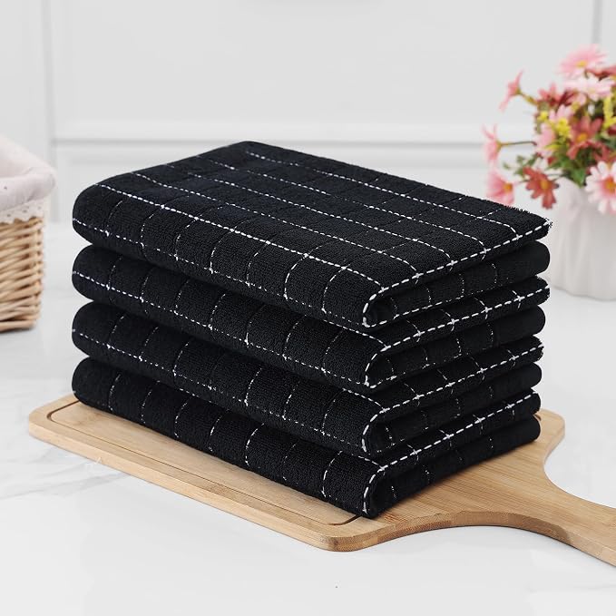 Homaxy 100% Cotton Terry Kitchen Towels, Checkered Designed, Soft and Super - Image 7