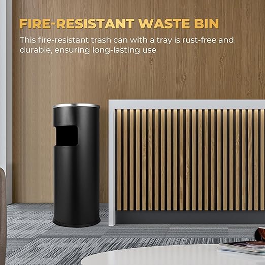 Trash Can Outdoor Waste Container Round Stainless Steel Trash Can - Image 3