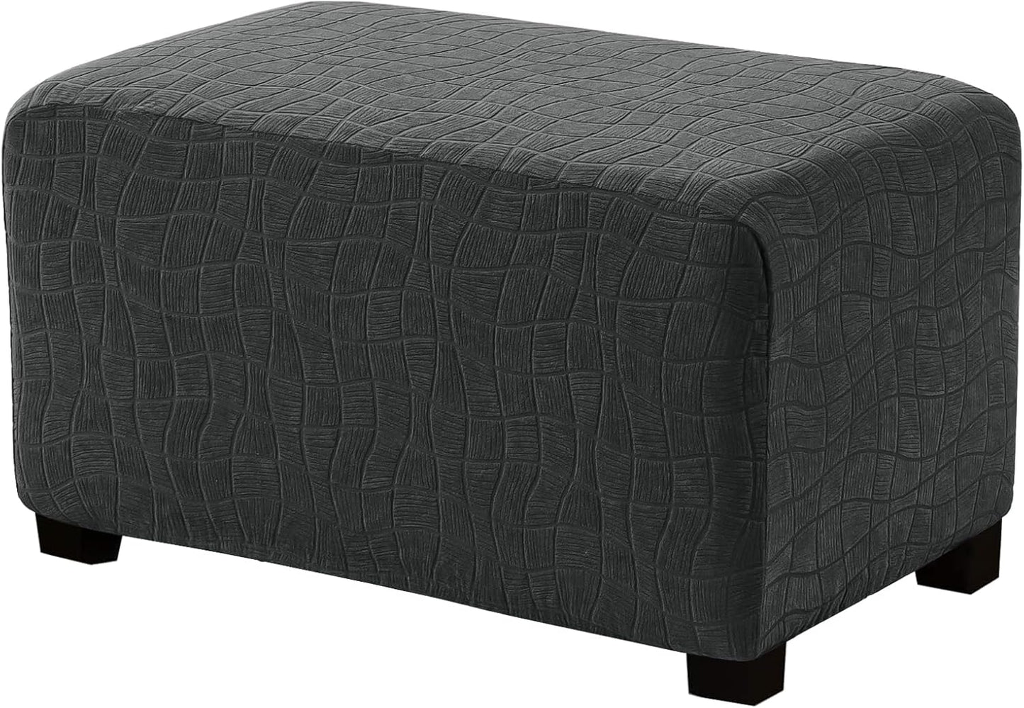 Waterproof Ottoman Covers Ottoman Slipcovers Folding Storage Stool Washable Furniture Protector,Elastic Foot Stool Foot Rest Protector for Living Room Bedroom,Large,Dark Gray