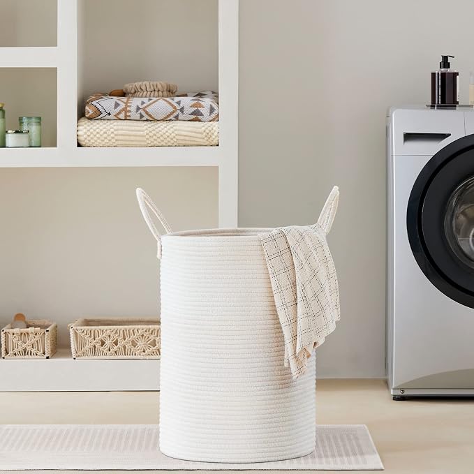 VIPOSCO Large Laundry Hamper, Tall Woven Rope Storage Basket - Image 7
