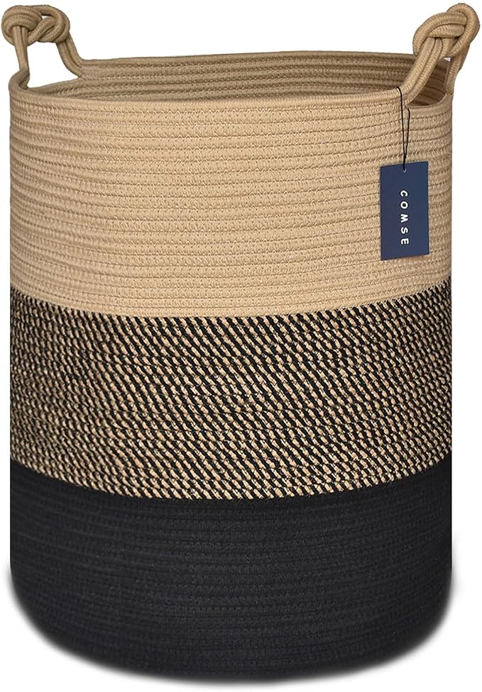 COMSE Extra Large Blanket Basket, Tall Woven Storage Basket, Nursery Hamper by COMSE