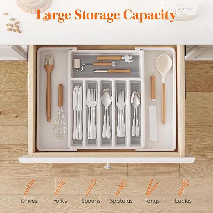 Lifewit Silverware Drawer Organizer, Expandable Utensil Tray - Image 4