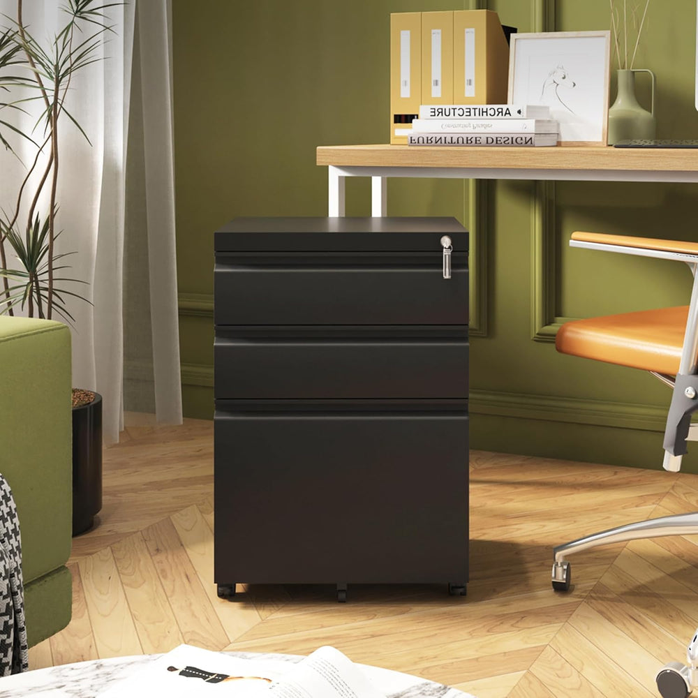 Approgreent 3 Drawer File Cabinet for Home Office, Under Desk Mobile Filing C...
