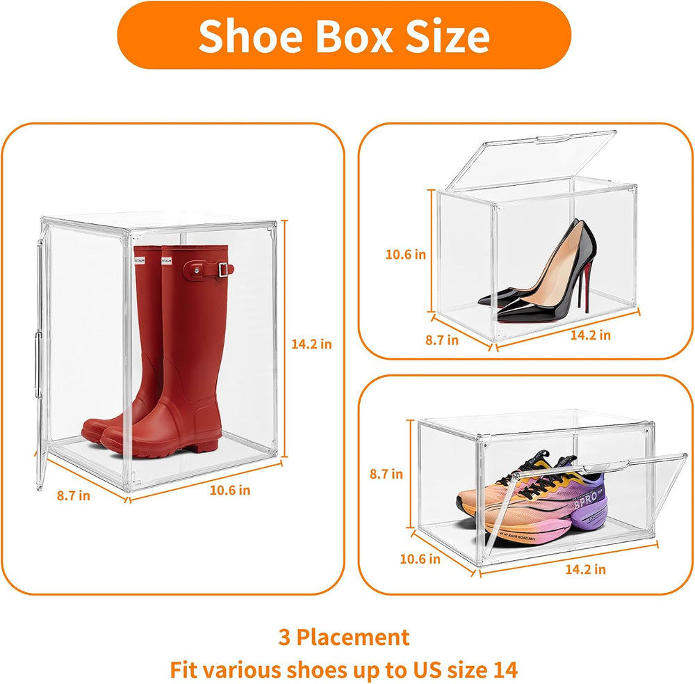 3 Pack Clear Acrylic Sneaker Shoe Display Case,Shoe Storage Boxes Stackable,A...