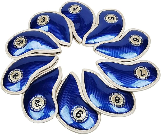 HISTAR 10pcs Crystal Pu Leather Golf Iron Head Covers Set Iron Club Headcover by HISTAR